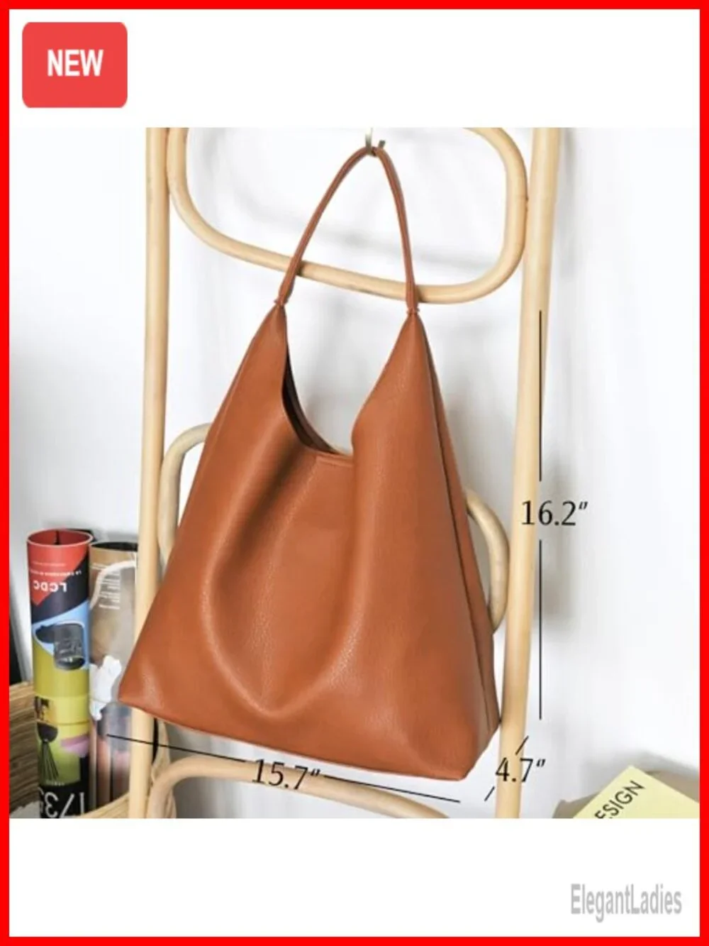 Women's Soft Vegan Leather Slouchy Hobo Shoulder Tote Purse
